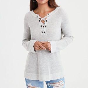 American Eagle Lace-Up Sweater